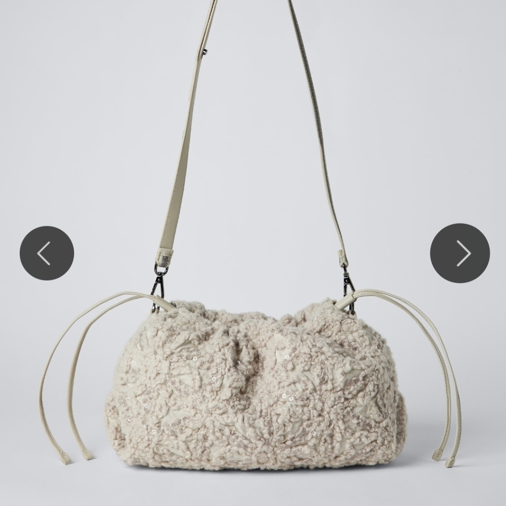 Brunello Cucinelli Dazzling Flowers-Embroidered Drawstring Shoulder Bag NWT